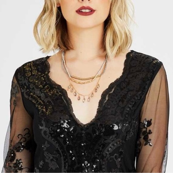 NEW Altar’d State black sheer sequin jumpsuit - Picture 8 of 10